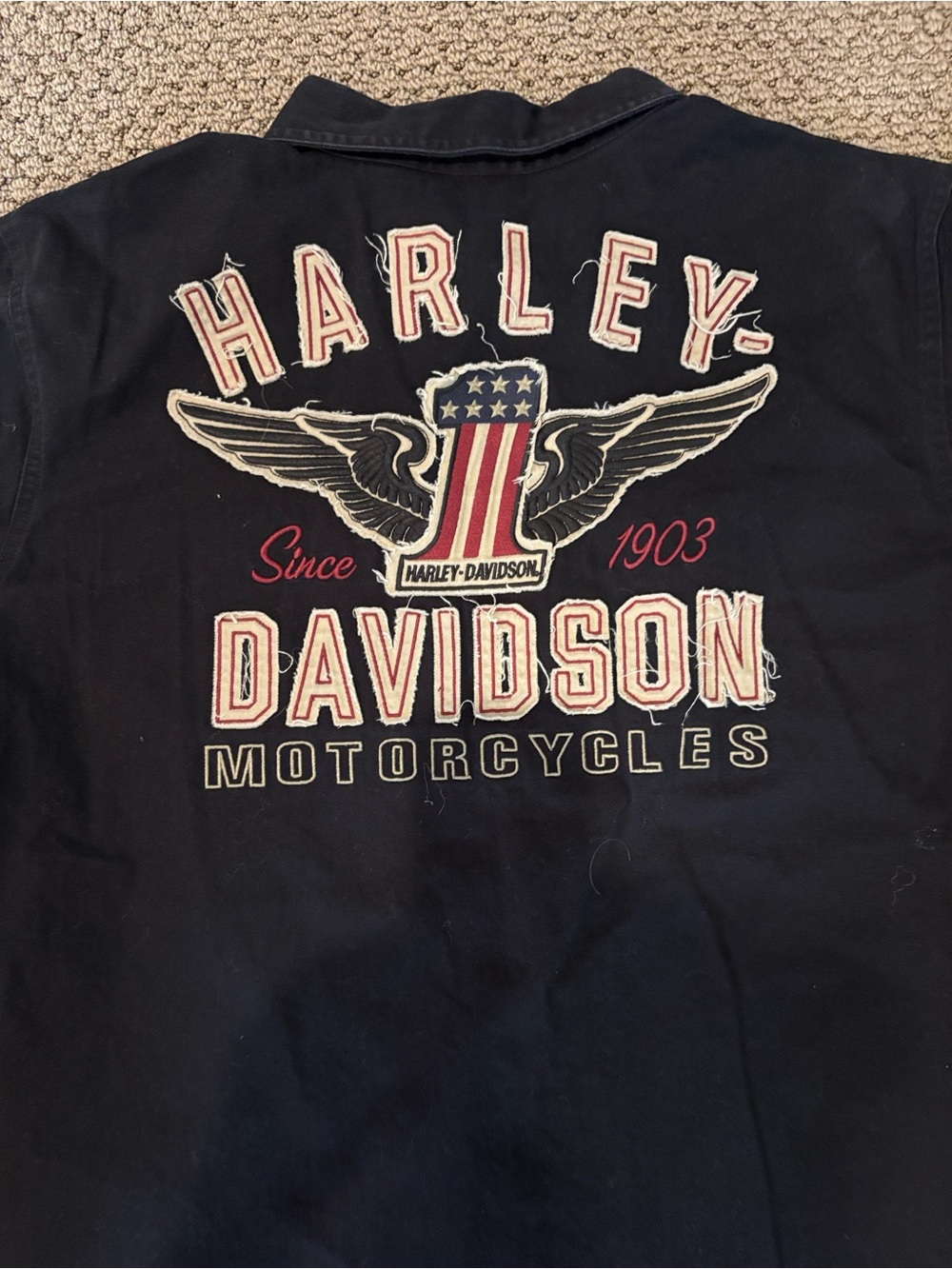 Harley-Davidson Black Button-Down Shirt with Red Trim